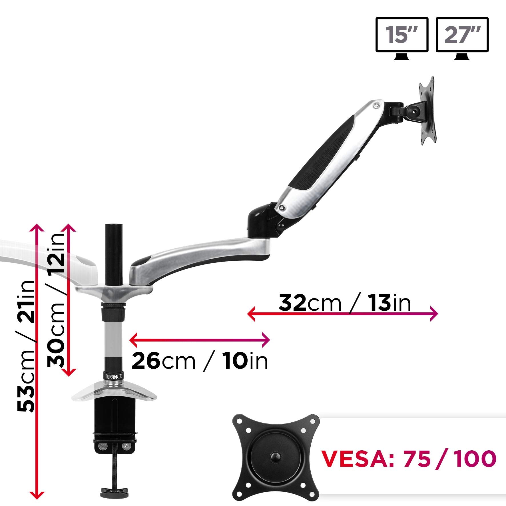 Duronic DM652 Brazo para Monitor doble 2 monitores de 15