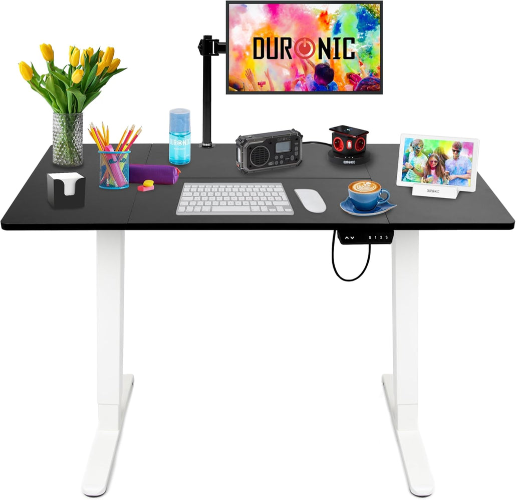 Duronic CD120 WK Escritorio eléctrico regulable 72-118 cm con tablero 120 x 60 cm y patas con altura regulable Max.70 kg Escritorio elevable eléctrico, Puesto de trabajo ideal para casa y teletrabajo