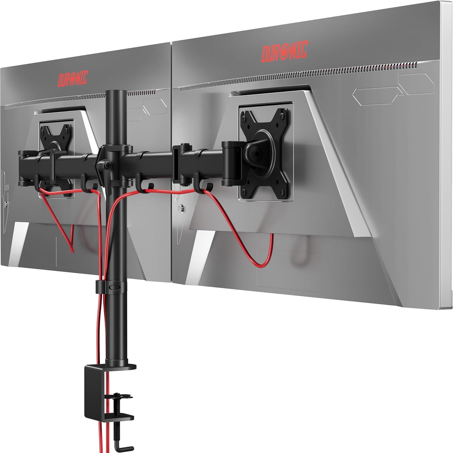 Duronic DM252 BK Brazo para Monitor Soporte con Doble Brazo para 2 Pantallas de 13