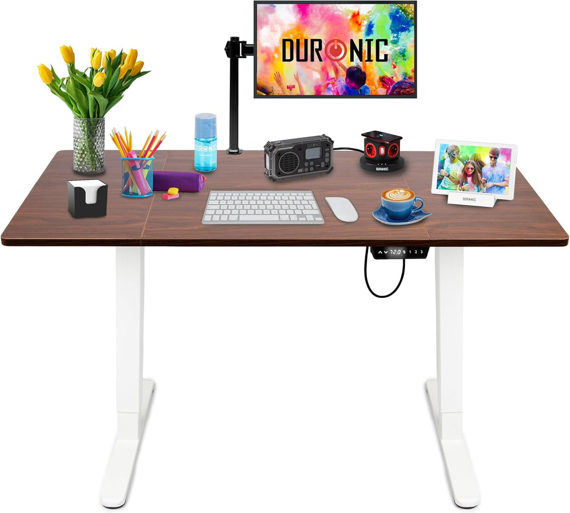 Duronic CD140 WT Escritorio eléctrico Regulable en Altura con Tablero de 140 cm Altura Regulable de 72 a 118 cm Carga máxima de 70 kg Puesto de Trabajo Regulable en Altura para Oficina y teletrabajo
