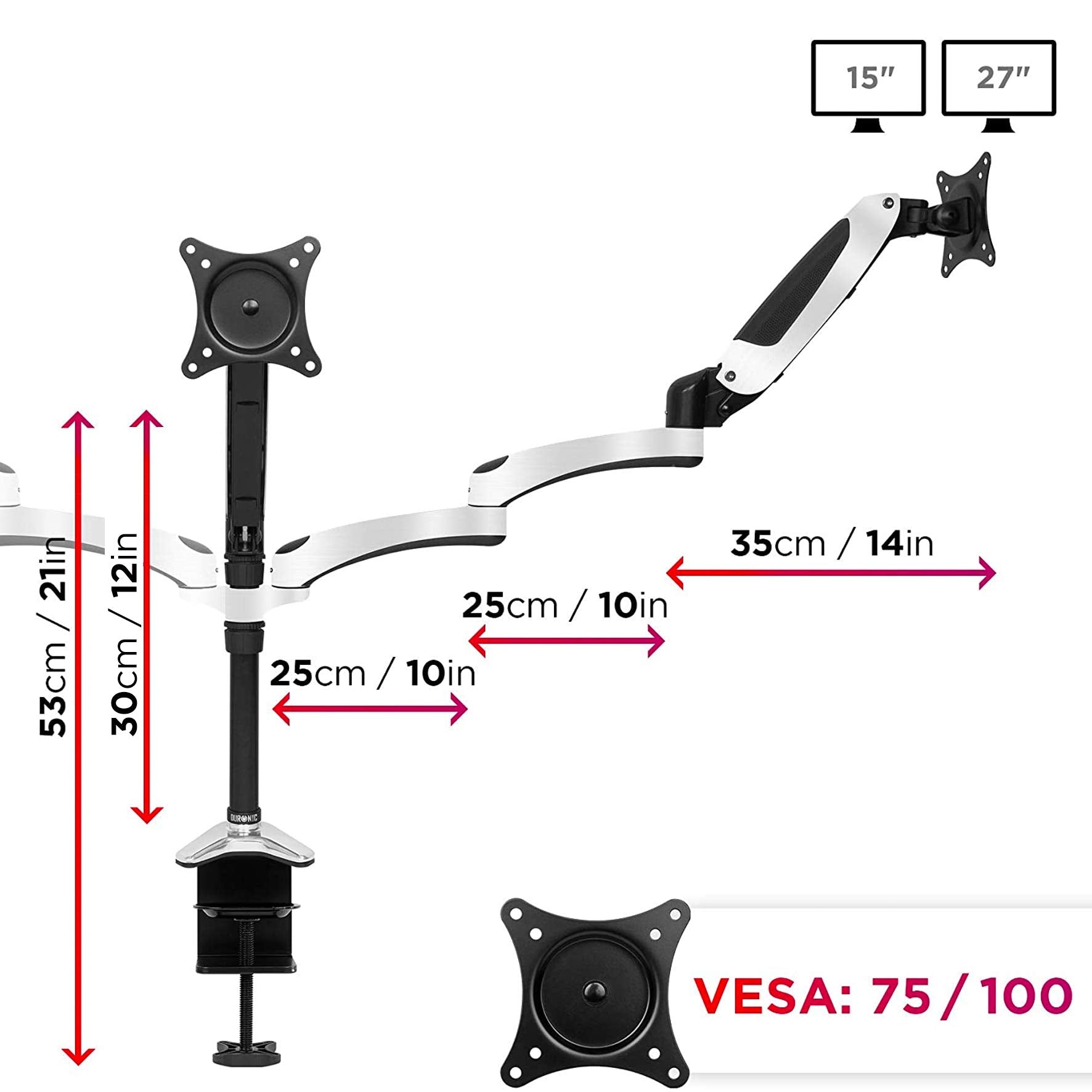 Duronic DM653 BK Brazo para Monitor triple 3 monitores de 15