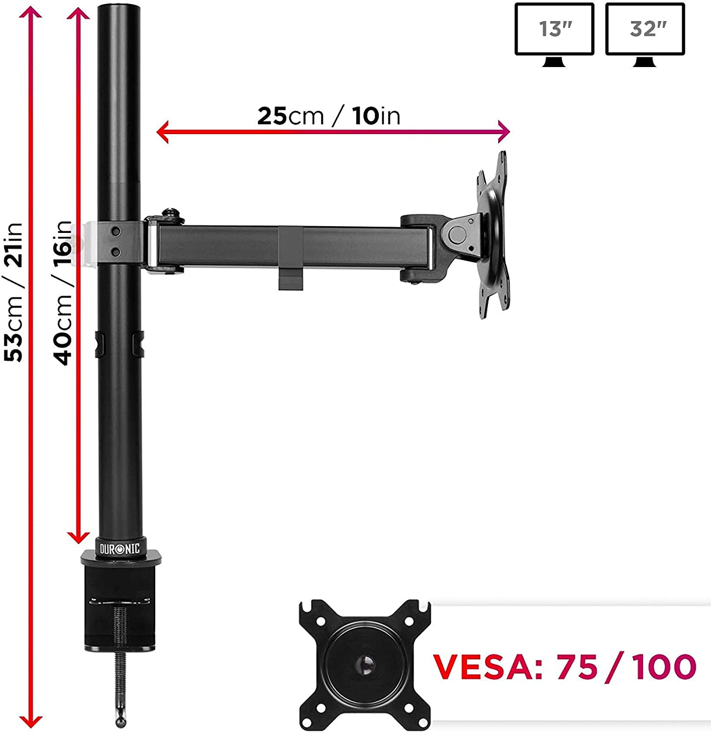 Duronic DM151X2 Brazo para Monitor | para Pantalla de 13 a 32