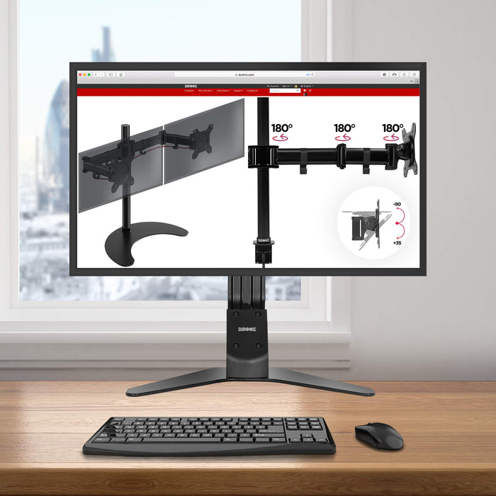 Duronic DM12D1 Brazo para Monitor de 17-27 " | Altura Ajustable y hasta 8 kg | Soporte ergonómico | Cabezal y fijación VESA 75 y 100 | Cabezal Inclinable de +15° y -15° y Rotación de 360°