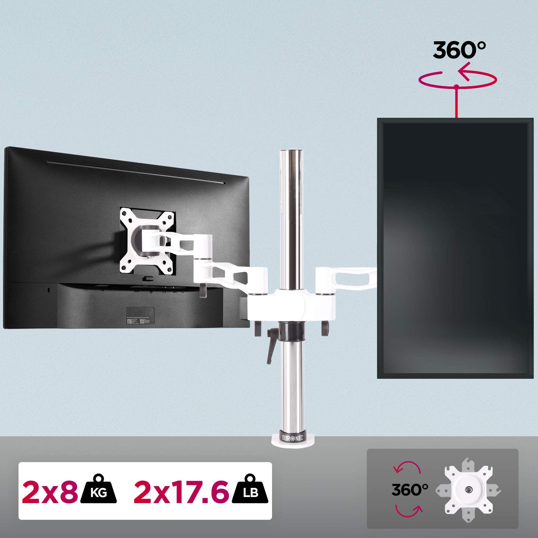 Duronic DM352 WE Brazo para Monitor doble de 13