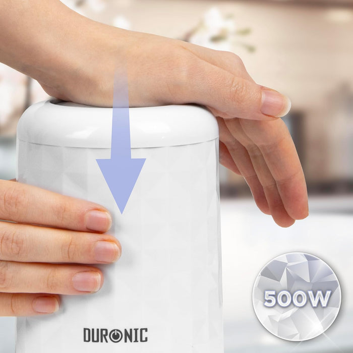 Duronic CH57 WE Mini Picadora 500W con 2 Recipientes de 700 ml con Tapa, Robot de Cocina para Verduras, Frutas, Frutos Secos y Especias, Permite Preparar Salsas, Purés y Comida para Bebé