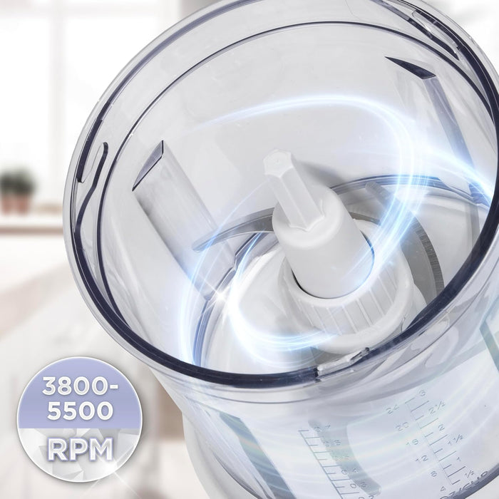 Duronic CH57 WE Mini Picadora 500W con 2 Recipientes de 700 ml con Tapa, Robot de Cocina para Verduras, Frutas, Frutos Secos y Especias, Permite Preparar Salsas, Purés y Comida para Bebé