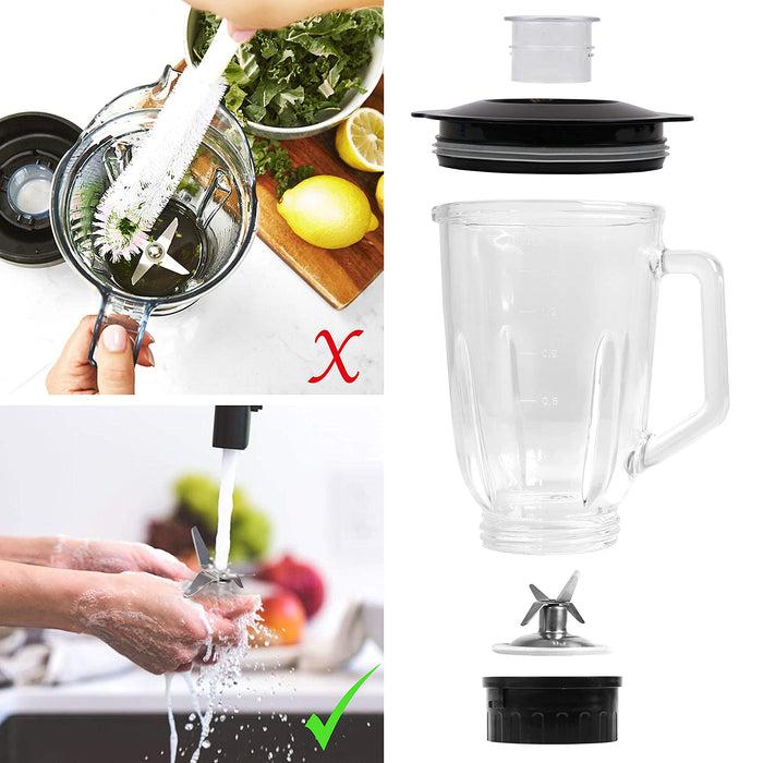 Duronic BL102 Batidora de vaso de 1000W y Jarra cristal de 1.5L | Cuchillas Desmontables | 3 Funciones Pulse Picar Hielo y Smoothie | Prepare sanos Smoothies Batidos Salsas y Gazpachos en 50 segundos