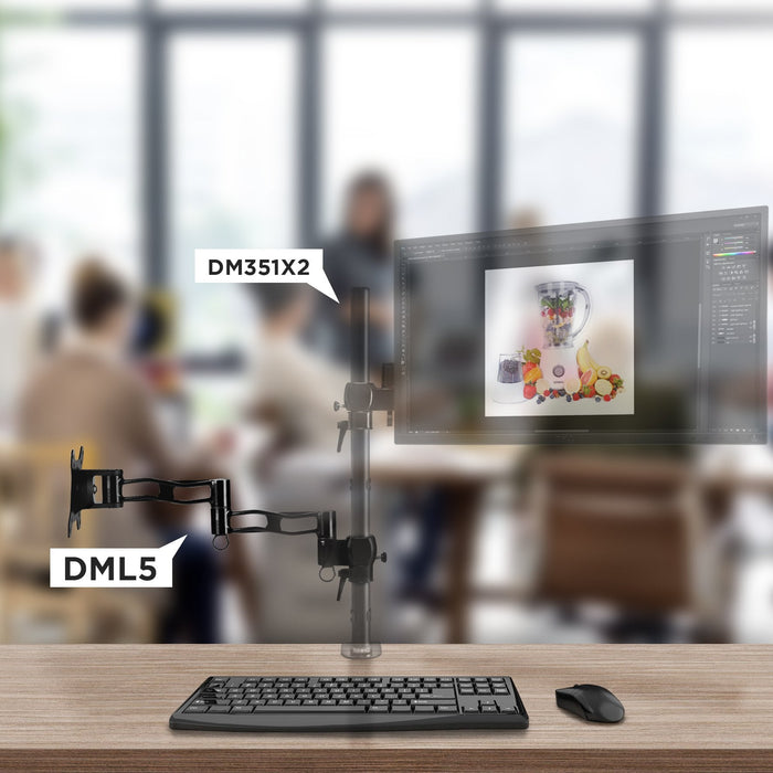 Duronic DML5 Arm Brazo Completo de 36cm para un Monitor de 13 a 27 Equivalente a la Gama DM35 Cabezal VESA 75 y 100 Color Negro