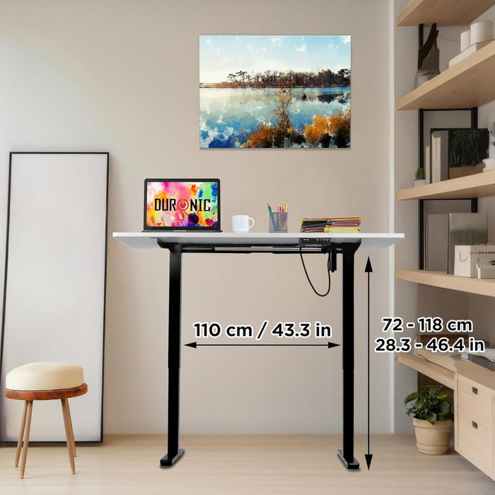 Duronic CD140 BW Escritorio eléctrico Regulable en Altura con Tablero de 140 cm Altura Regulable de 72 a 118 cm Carga máxima de 70 kg Puesto de Trabajo Regulable en Altura para Oficina y teletrabajo