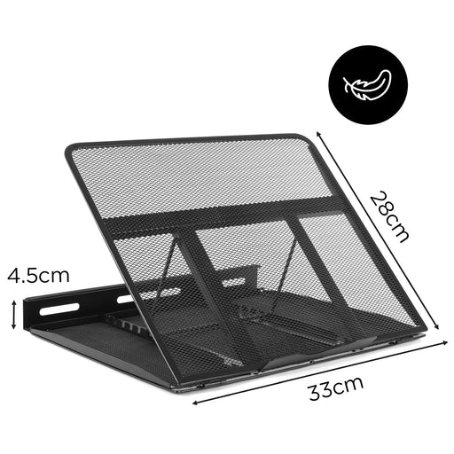 Duronic DM074 Soporte de regazo para portátil | Metal de Rejilla para ventilación | 6 posiciones diferentes | Inclinable Elevable | Superficie de 33x28cm| Apoyo y Soporte para Tablet Portátil Libros