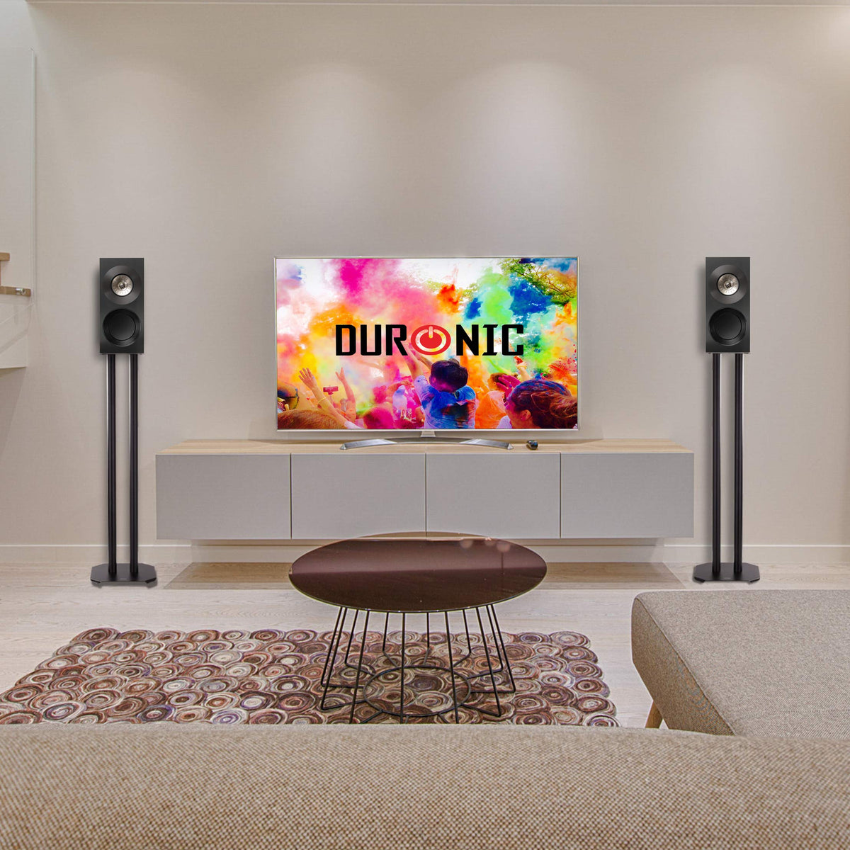 Duronic SPS1022 60 Pie para Altavoz Soporte para Altavoces de 60 cm de Altura | Estabilidad con Arena y Conos antivibración | Compatibilidad Universal con Altavoces HiFi Estéreo Home Cinema 5.0