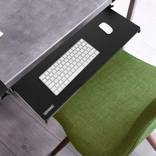 Duronic DKTPX2 Plataforma para Teclado y ratón para Mesa de Escritorio | Instalación por Pinza | Solución Ideal para Ahorrar Espacio | Tablero de partículas con Material Resistente | Color Negro