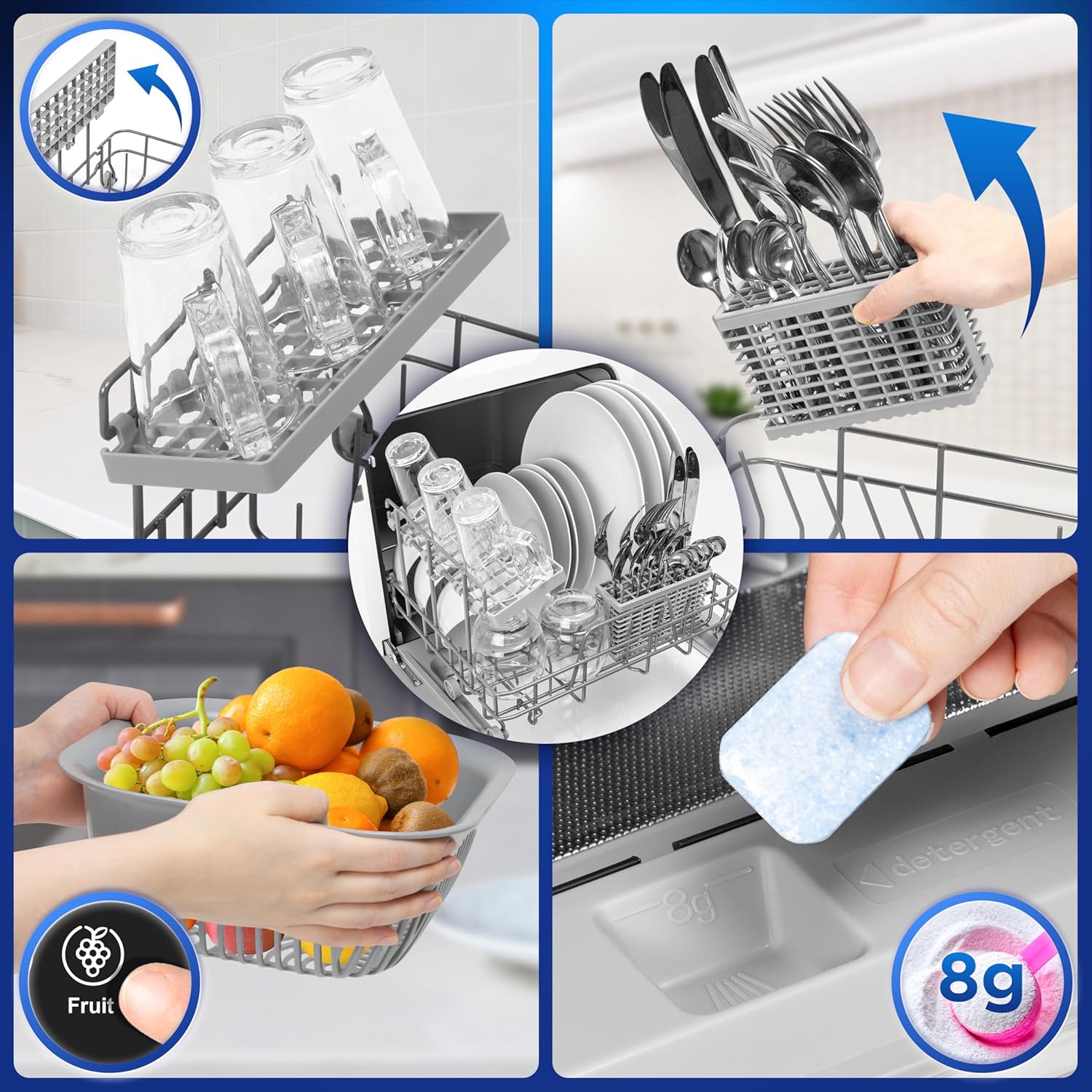 Duronic DW5 BK Lavavajillas de sobremesa 950W Lavavajillas de encimera, Mini Lavavajillas portátil compacto, Ahorrar espacio en cocinas pequeñas, 7 programas de lavado, Secado eficaz práctico