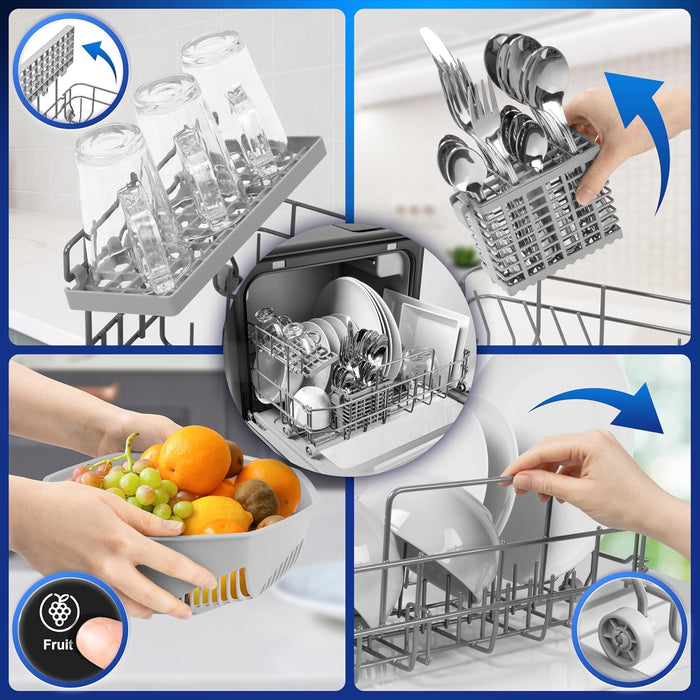 Duronic DW10 BK Lavavajillas pequeño - Lavavajillas Portatil sin Instalacion, Mini lavavajillas compacto, Maquina de Lavar Loiça, 5 programas para Vajilla y Fruta, 950W, Secado rápido, 52.3 dB