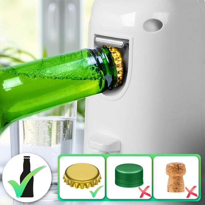 Duronic CO40 WE Abrelatas Eléctrico de 50 W con Afilador y Abrebotellas, Abre Latas de Conserva Automático, Afilador de Cuchillos, Abrebotellas, Retira Tapones, Fácil de Usar, Compacto