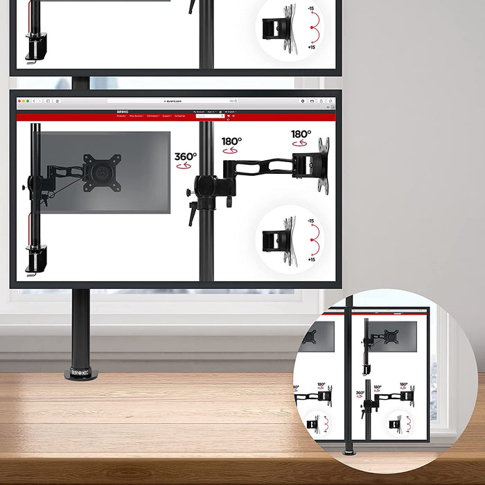 Duronic DMT252VX1 BK Brazo para Monitor de 13" a 32" de 8Kg máximo | Cabezal VESA 75 y 100 Giratorio e Inclinable -90°+ 35°| Altura Ajustable 100 cm |Brazo Extensible | Soporte TV LED LCD