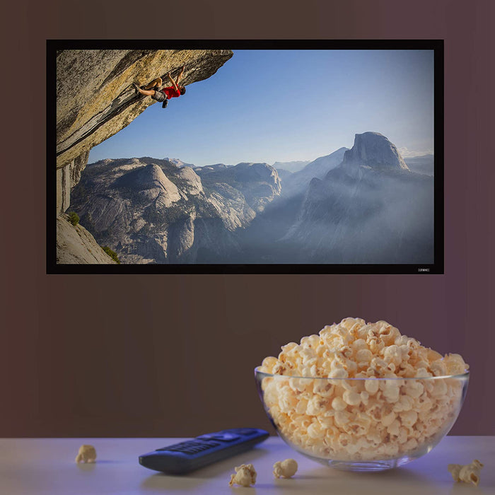 Duronic FFPS92 Pantalla para proyector con Marco para Instalación Fija | 92" y Dimensiones de 203 x 114 cm | Formato 16:9 4K Full HD 3D | Doble Tela y Parte Trasera en Negro | Ganancia +1