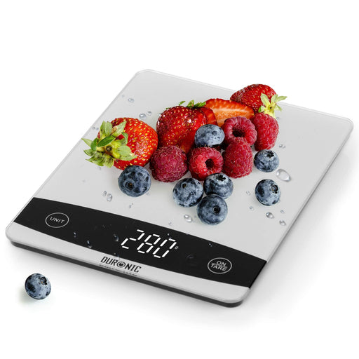 Duronic KS1009 Báscula de cocina digital de precisión | 16x20cm | Pantalla LCD con lectura de dígitos fácil | Peso máx. 10kg | Función tara | Balanza Pesa Alimentos Joyas Líquidos | Color gris