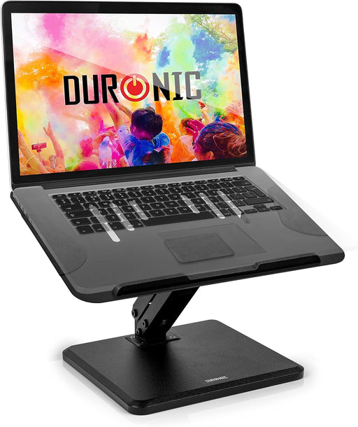 Duronic DML125 Soporte para portátil altura ajustable, brazo inclinable para laptop, soporte elevador para tablet para escritorio, compatible con MacBook Pro/Air, Surface, Samsung, portátiles