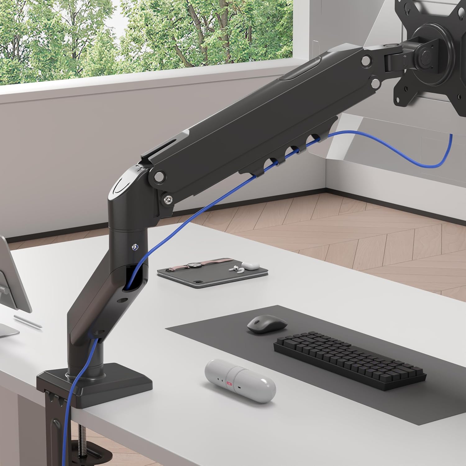 Duronic DM6A1 Brazo para Monitor de Ordenador Soporte para monitores de 13 a 32 Pulgadas VESA 75 100 Carga máxima 9 kg Rotación de 360° Brazo con Resorte de Gas