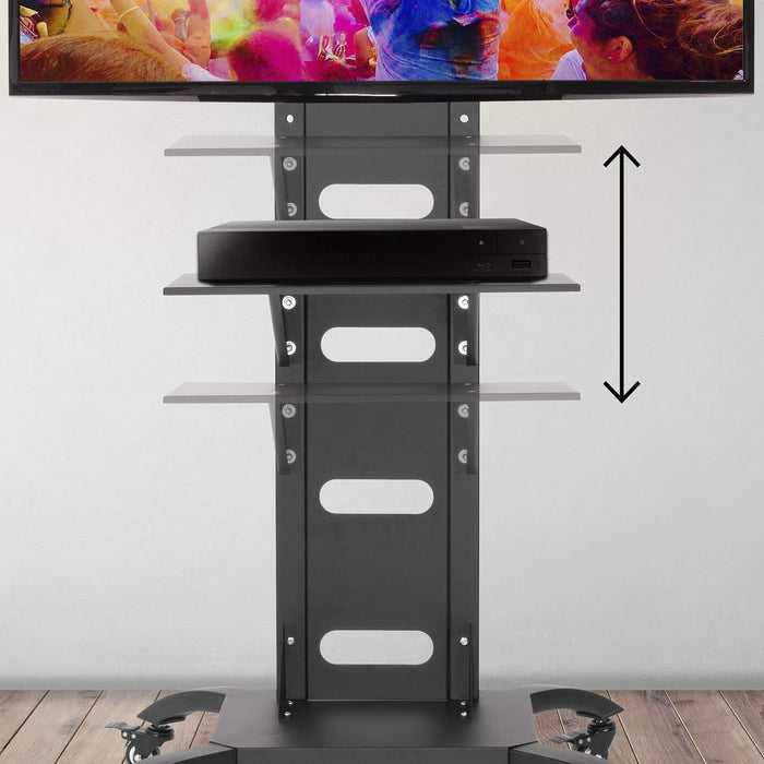 Duronic TVS4T1 Soporte de TV de Pie para Pantallas Planas de 30"-80" | Compatible con LCD/LED/OLED/QLED | Inclinación y Giro | VESA hasta 600x400 | Carga Máx. 82kg | Estante para Dispositivos Incluido