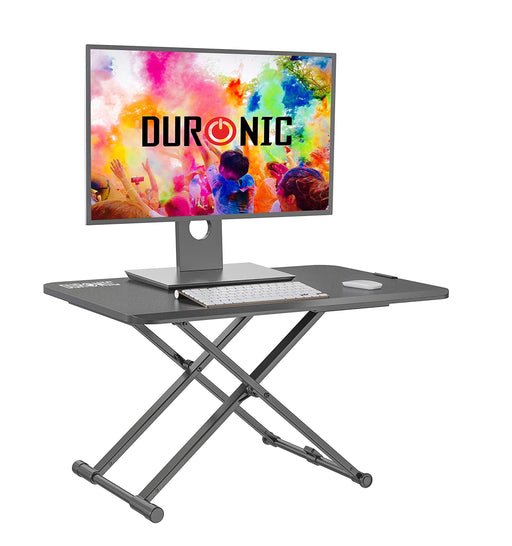 Duronic DM05D24 BK Mesa para ordenador | Escritorio Ajustable de 15 a 49cm | Superficie de 74x47cm | Hasta 10 kg | Bandeja para teclado | Mesa gaming ergonómica para Monitor | Trabaja de pie y sentado