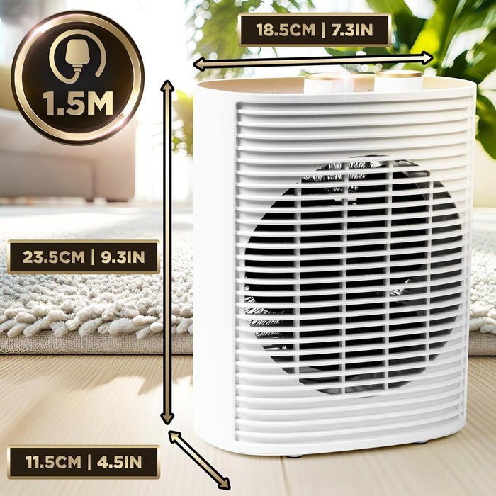 Duronic HV32 WE - Termoventilador 2000W, Calefactor Eléctrico Bajo Consumo, Termostato Regulable, Modo Eco 1000W, Modo Turbo 2000W y Sistema Seguridad Antivuelco. Ideal para Casa, Oficina, Garaje. (Copy)