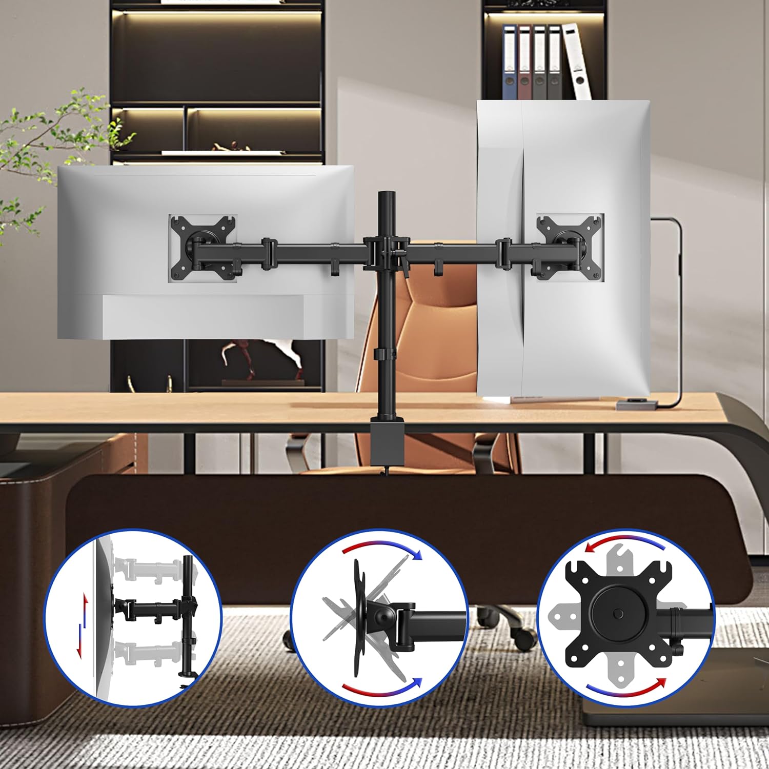 Duronic DM252 BK Brazo para Monitor Soporte con Doble Brazo para 2 Pantallas de 13