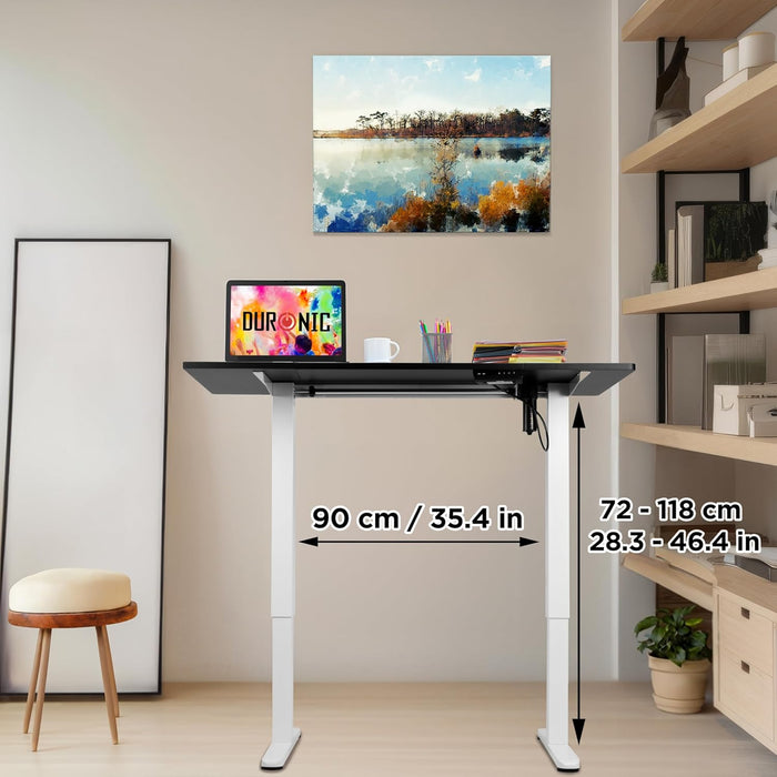 Duronic CD120 WK Escritorio eléctrico regulable 72-118 cm con tablero 120 x 60 cm y patas con altura regulable Max.70 kg Escritorio elevable eléctrico, Puesto de trabajo ideal para casa y teletrabajo