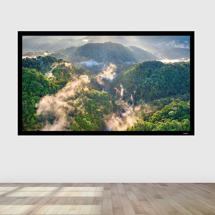 Duronic FFPS92 Pantalla para proyector con Marco para Instalación Fija | 92" y Dimensiones de 203 x 114 cm | Formato 16:9 4K Full HD 3D | Doble Tela y Parte Trasera en Negro | Ganancia +1