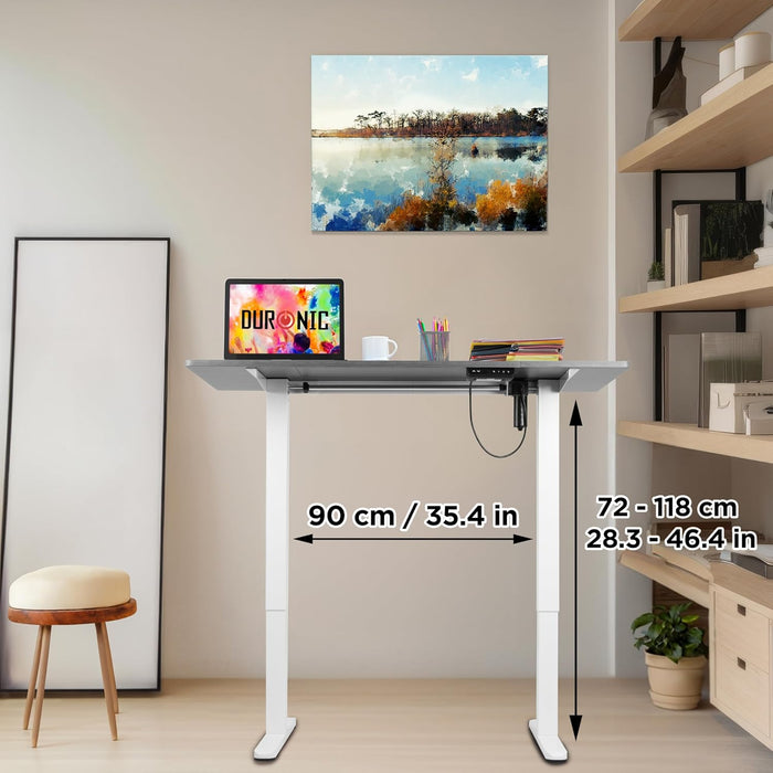 Duronic CD120 WG Escritorio eléctrico regulable 72-118 cm con tablero 120 x 60 cm y patas con altura regulable Max.70 kg Escritorio elevable eléctrico, Puesto de trabajo ideal para casa y teletrabajo