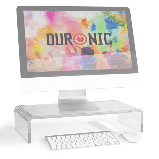 Duronic DM053 Elevador de Monitor |Superficie de 50 x 20 cm | Hasta 30 kg y Patas Regulables Antideslizantes | Metacrilato Blanco | Soporte Ergonomico Plataforma de Ordenador Portátil TV Elevador