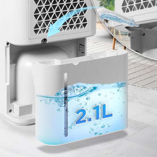 Duronic DH121 Deshumidificador 300W hasta 12L/día Depósito 2,1L con drenaje continuo Temporizador 1-24h Control humedad 30-80% Silencioso 36dB portátil con ruedas para hogar oficina sótano