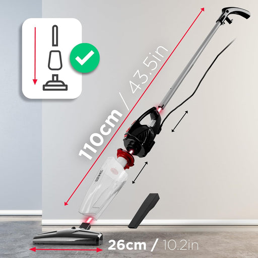 Duronic VC8 / BK Aspiradora Escoba sin Bolsa Vertical y de Mano 2 en 1 de 800 W + Filtro HEPA + Accesorios