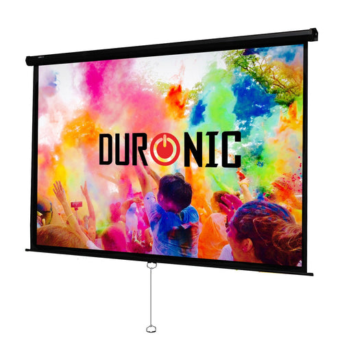 Duronic MPS100 43 Pantalla para Proyector Enrollable Manual 100 | Formato 4:3 | Instalación en techo y pared | Full HD y 3D | Barra de peso Antiarrugas