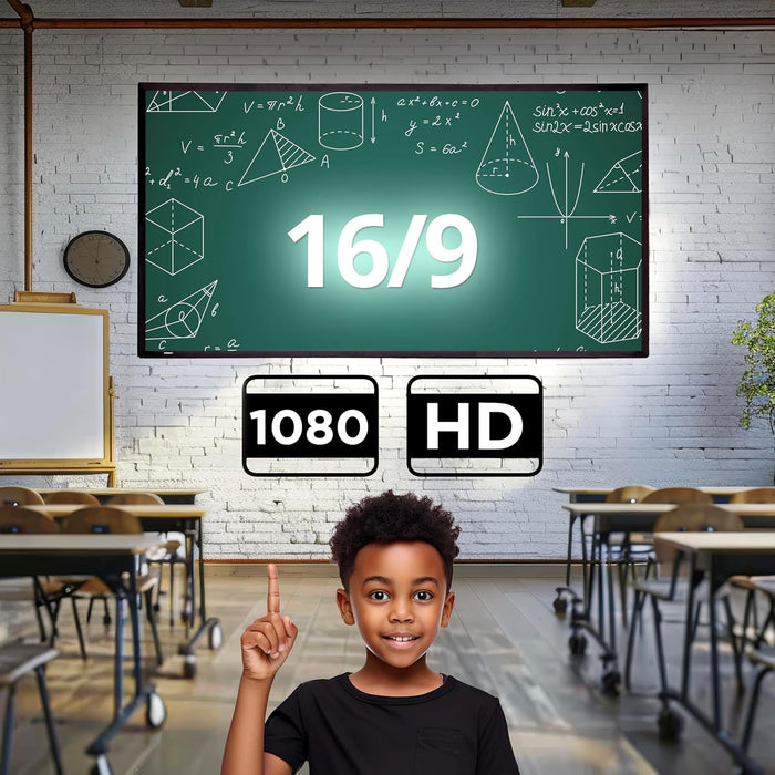Duronic SFPS120 16:9 Pantalla de proyección de 120 Pulgadas Pantalla para proyector para el hogar 4K Full HD 3D Cine de Noche Oficinas Conferencia Aula Escuela Montaje en Pared o trípode Opcional