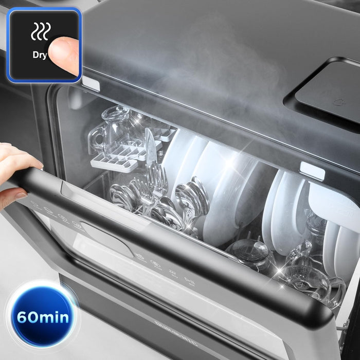 Duronic DW10 BK Lavavajillas pequeño - Lavavajillas Portatil sin Instalacion, Mini lavavajillas compacto, Maquina de Lavar Loiça, 5 programas para Vajilla y Fruta, 950W, Secado rápido, 52.3 dB