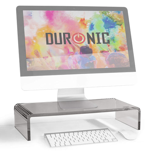 Duronic DM054 Elevador de Monitor |Superficie de 50 x 20 cm | Hasta 30 kg y Patas Regulables Antideslizantes | Metacrilato Negro | Soporte Ergonomico Plataforma de Ordenador Portátil TV Elevador