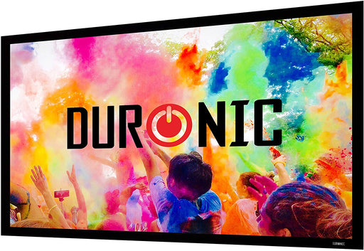 Duronic FFPS133 Pantalla para proyector con Marco para Instalación Fija | 133" y Dimensiones de 295 x 165 cm | Formato 16:9 4K Full HD 3D | Doble Tela y Parte Trasera en Negro | Ganancia +1