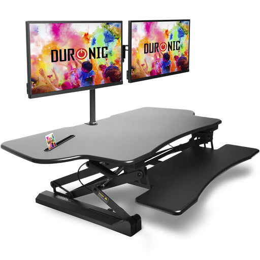 Duronic DM05D3 BK Escritorio Standing Desk para Monitor con Altura Ajustable de 14.5 a 50 cm, Superficie de 55 x 73 cm|Mesa para Trabajar de pie y Sentado