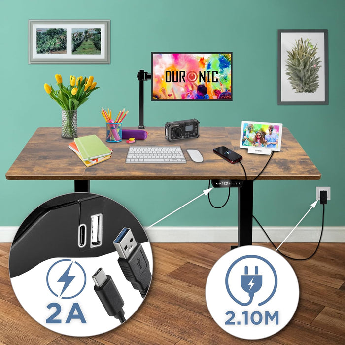 Duronic CD160 BO Escritorio eléctrico Regulable en Altura con Tablero de 160 cm Altura Regulable de 72 a 118 cm Carga máxima de 70 kg Puesto de Trabajo Regulable en Altura para Oficina y teletrabajo