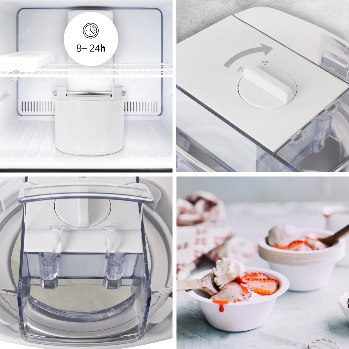Duronic IM540 Heladera con bol de congelación de 1.5L para hacer helados en 15 a 30 min | Gran potencia | Incluye pala y accesorios | Desmontable y facil de limpiar | Helados caseros sorbete y yogur