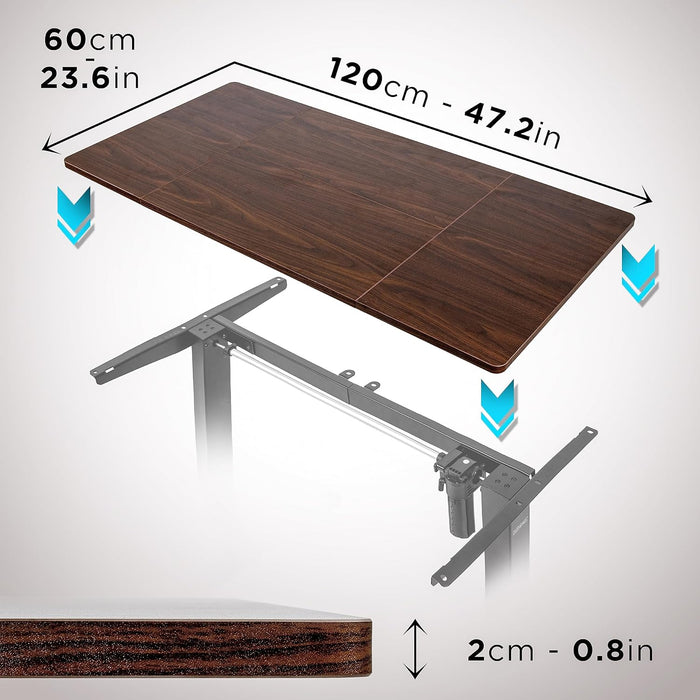 Duronic TT120 WT tablero de escritorio | 120 x 60 x 1,9 cm | Tablero de mesa para escritorio en casa, home office u oficina | Ideal para puesto de trabajo regulable en altura | Color Madera Nogal