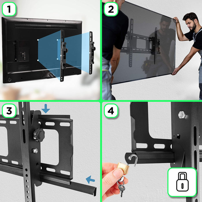 Duronic TVB103M Soporte TV de Pared Fijo Ultra Delgado| Para TV de 23" a 42" | Máx VESA 200 400 600 | Hasta 65kg de peso | Inclinable | Tornillos y accesorios de fijación incluidos