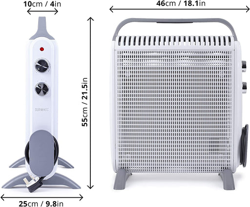 Duronic HV180 Calefactor Eléctrico 1800W | Panel de Mica | Transportable y con Termostato Regulable | Gancho para cables y Asas | Estufa sin aceite de bajo consumo y ligero | Calienta rápido en 1 min