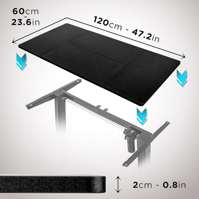 Duronic TT120 BK tablero de escritorio | Medidas 120 x 60 x 1,9 cm | Tablero de mesa para escritorio en casa, home office u oficina | Ideal para puesto de trabajo regulable en altura | Color Negro