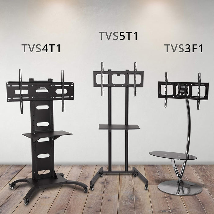 Duronic TVS4T1 Soporte de TV de Pie para Pantallas Planas de 30"-80" | Compatible con LCD/LED/OLED/QLED | Inclinación y Giro | VESA hasta 600x400 | Carga Máx. 82kg | Estante para Dispositivos Incluido