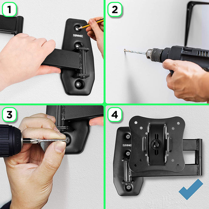 Duronic TVB0920 Soporte TV de pared | Giratorio para pantalla de entre 13" a 30" | Soporta hasta 18kg máx | Soporte SOLO compatible con VESA 50 75 y 100 | Monitor LED LCD plasma