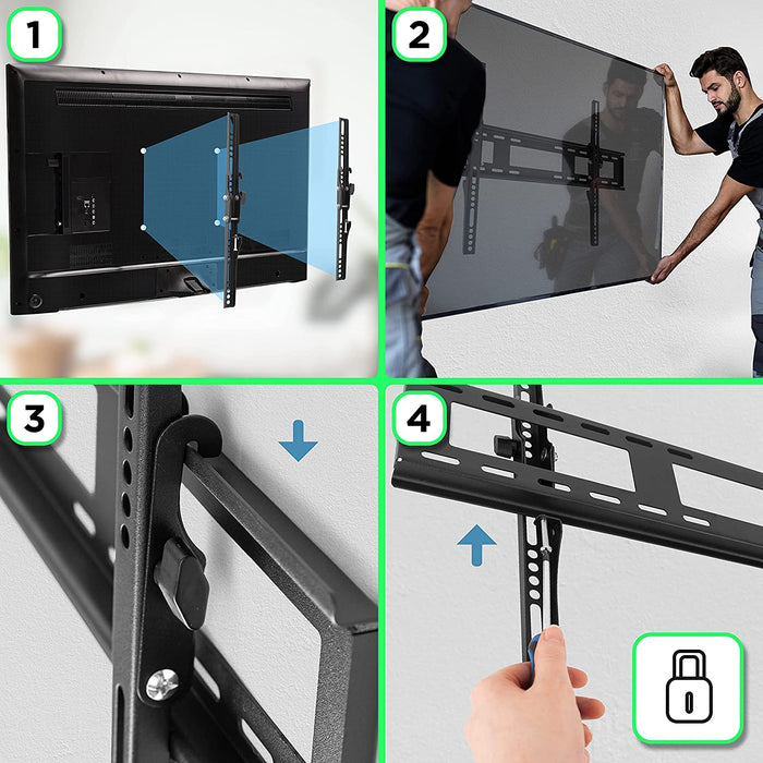 Duronic TVB123M Soporte TV de Pared Inclinable Ultra Delgado | Para TV 32" a 60" | Hasta 40 kg de Peso | Máx VESA 200 400 y 200 x 400 | Inclinable y Ultra Delgado | Tornillos y accesorios incluidos