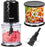 Duronic CH57 BK Mini Picadora Mostrando la mini picadora eléctrica en color negro junto con sus dos recipientes de 700 ml con tapa y el juego de cuchillas de acero inoxidable de doble nivel